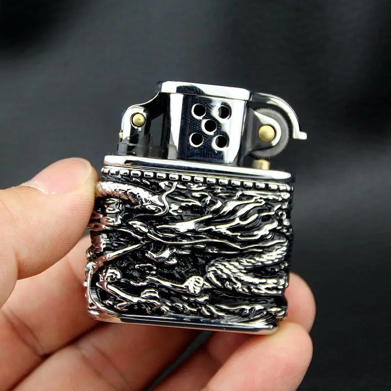 

Dragon Silver Black Copper Shell Kerosene Lighter Smoking Accessories for Weed Briquets Et Accessoires Fumeurs Gadgets for Men