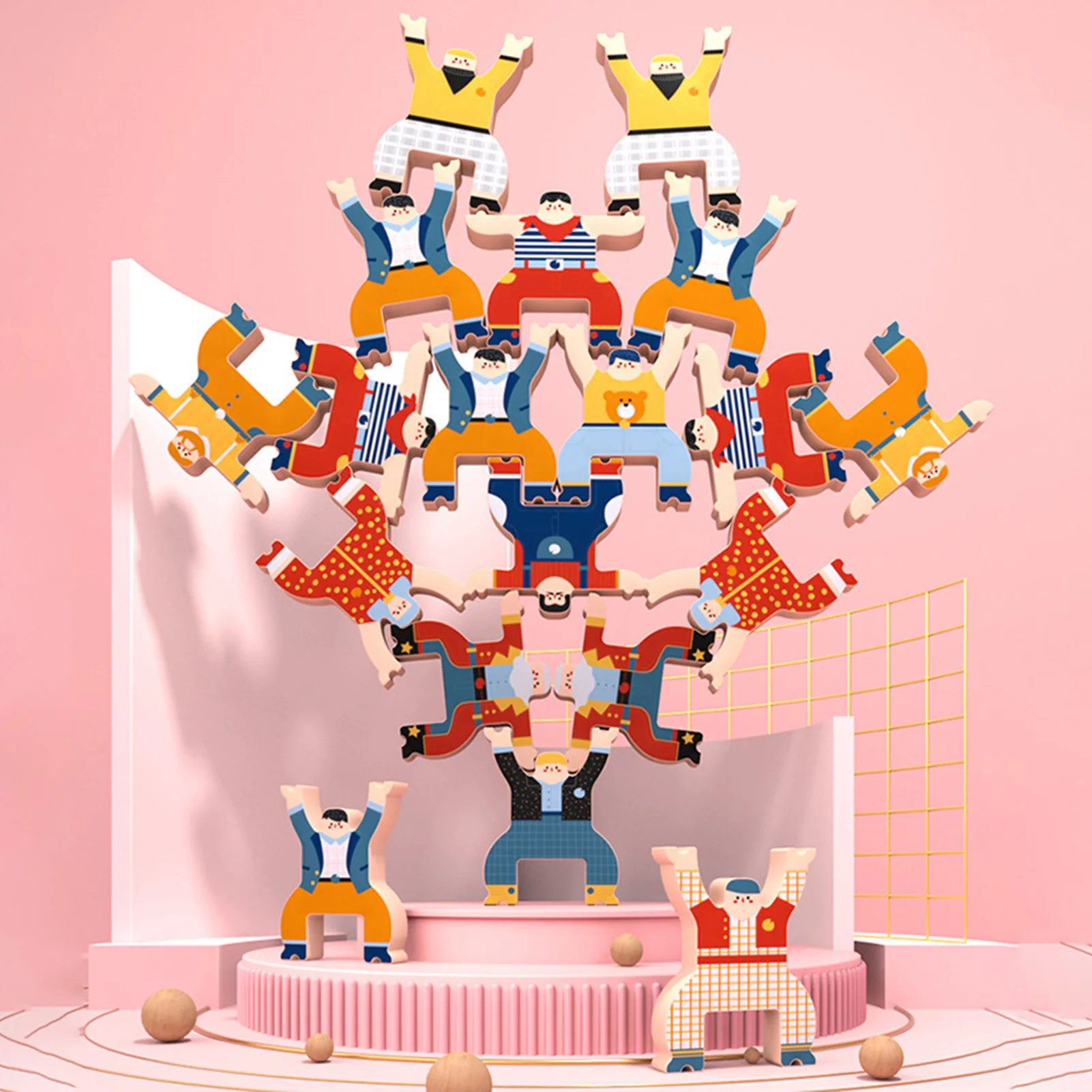 

12pcs Kids Wooden Hercules Balance Building Blocks DIY Stacking Jade Toys Wooden Blocks Kids Educational Toys for Children