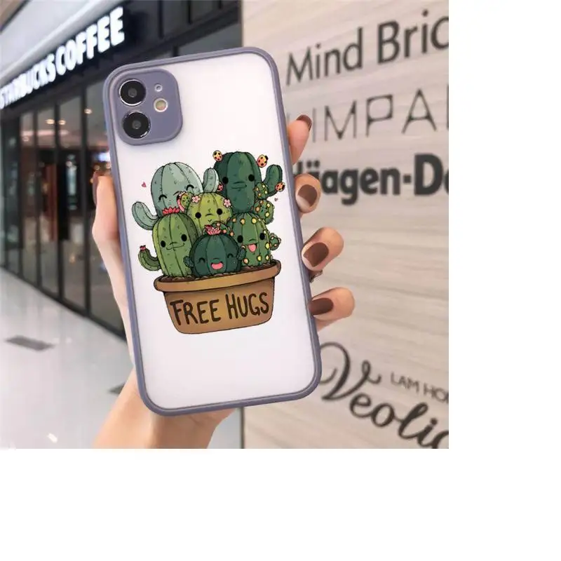 

Green Cactus Plant Phone Cases Matte Transparent for iPhone 7 8 11 12 s mini pro X XS XR MAX Plus cover funda