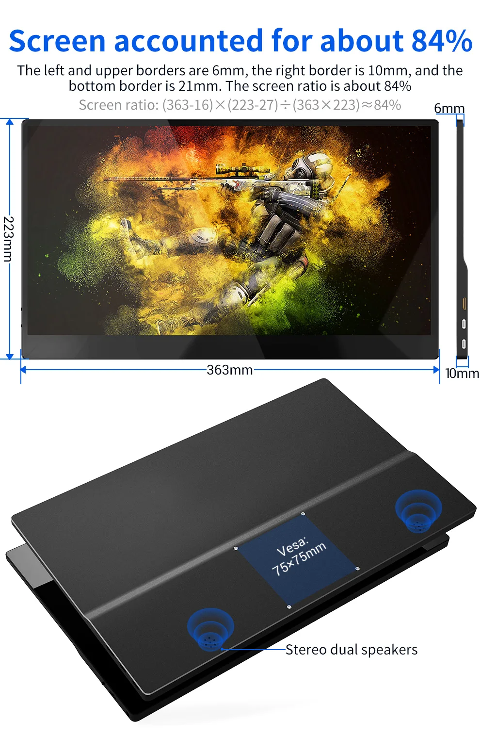 저렴한 유형 C 3.1 터치 스크린 휴대용 모니터 4K 게이머 디스플레이 PS4 PS5 스위치 Xbox 시리즈 X 전화 노트북 라즈베리 파이 HDMI 화면