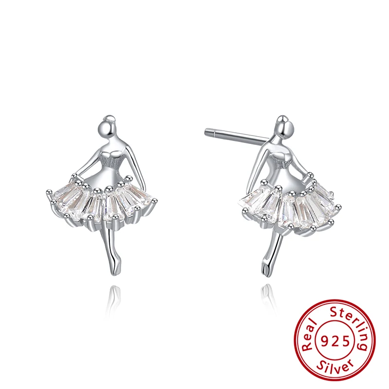 Silver Color ORSA JEWELS, Чистое Серебро S925 пробы, серьги-гвоздики для балета, АААА, кубический циркон, Женский балетник, модное ювелирное изделие SE181 - Цвет камня: Silver Color