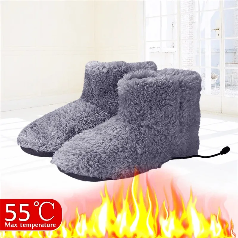 

Winter Warm Snow Boots Washable Comfortable Plush Electric Heated Shoes Foot Warmer Gift for Woman Man USB Charging Heater
