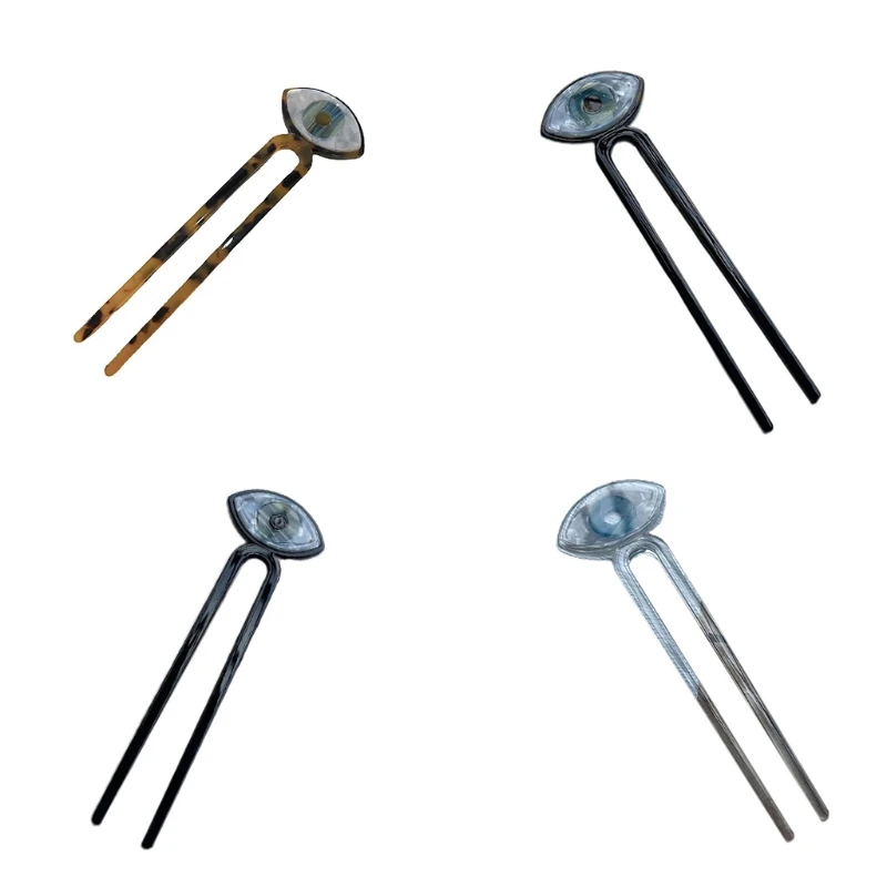

Evil Eye U-Shaped Hair Pins Acrylic Hair Stick Fork Chignon Hairpins Vintage Hair Accessories Bridal DIY Hairstyle Tools