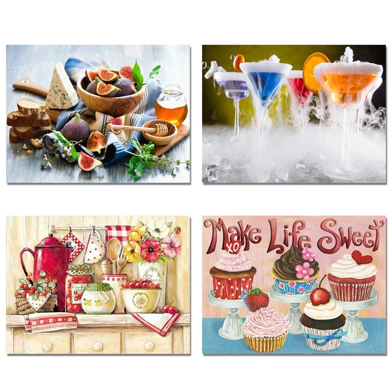 5D Diy алмазная живопись торт и Чай Еда картина рукоделие вышивка крестиком Полный