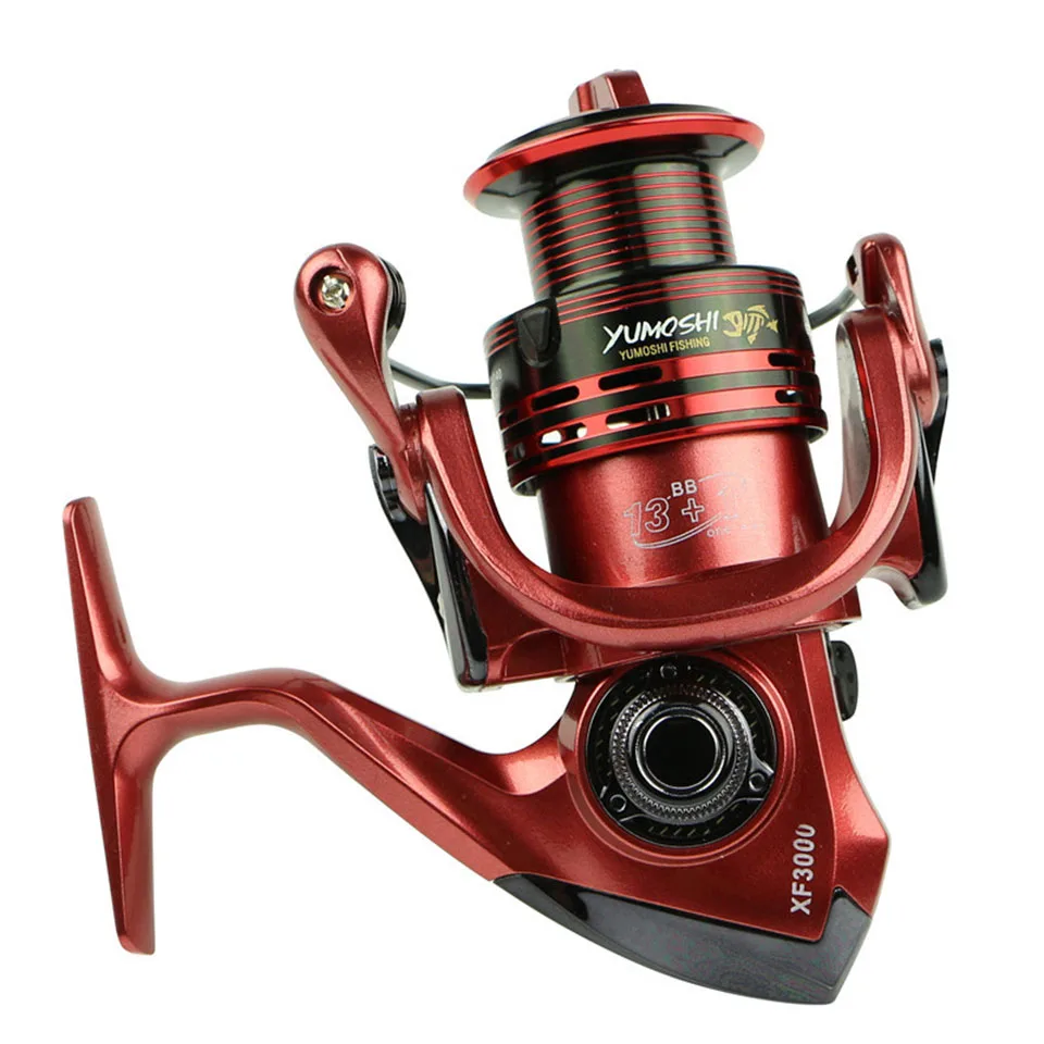 

YUMOSHI 13+1BB 5.5:1 Fishing Reel Metal Fish Feeder Baitcasting Reel Spinning Reels Rod Fly Wheel Fresh Salt Water Fishing Reel