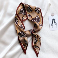 female spain silk neck scarf luxury leopard gold chain hair tie scarves foulards head band shawls and wraps neckerchief bandanas