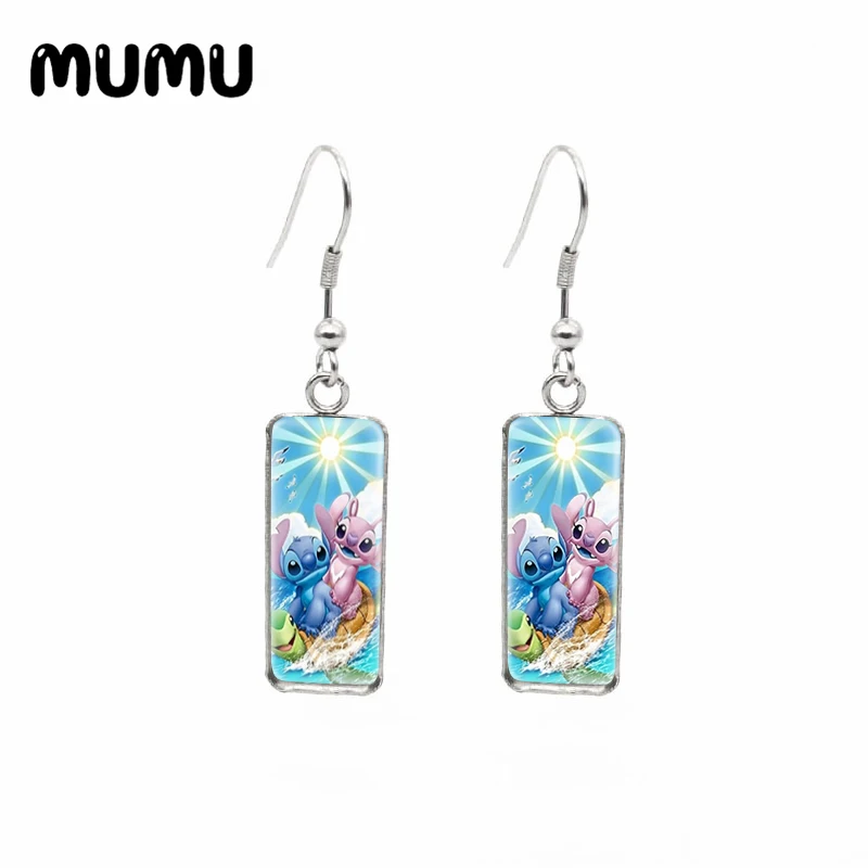 Новинка 2021 прямоугольные серьги в виде Лило и ститча милые рыбки с ангелом