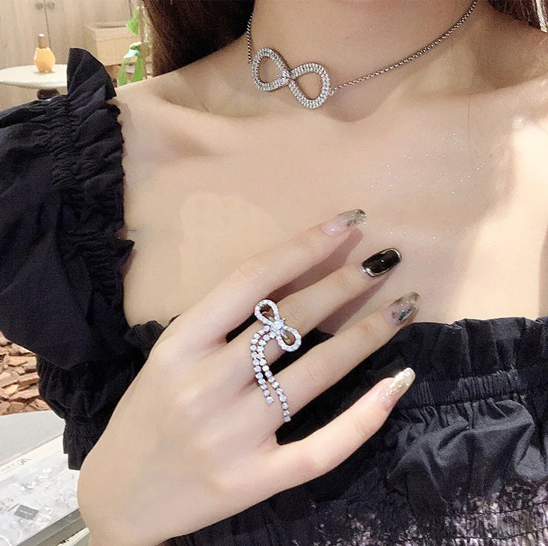 

Bowknot Lady Finger Ring AAAAA Cz White Gold Filled Party Wedding band Rings for Women Promise Birthday Jewelry Gift