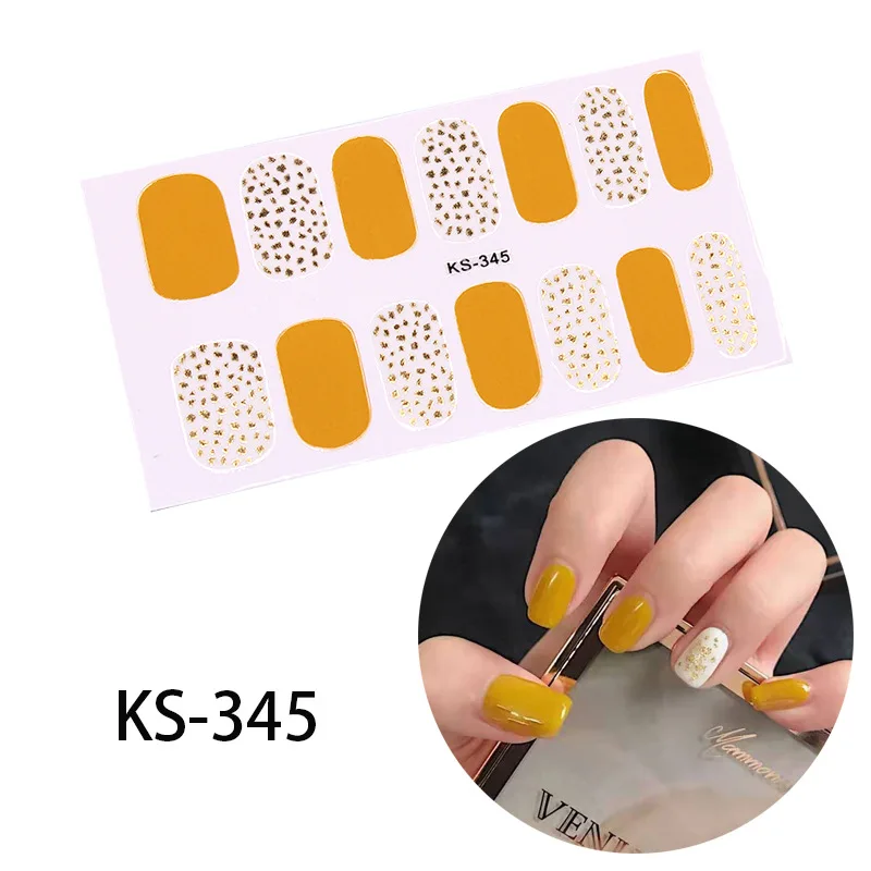 KS345 14 типсов, новые зеленые наклейки для ногтей авокадо, Модный Французский клей, полное покрытие, покрытие для ногтей, маникюр для беременных женщин и детей - Цвет: KS345