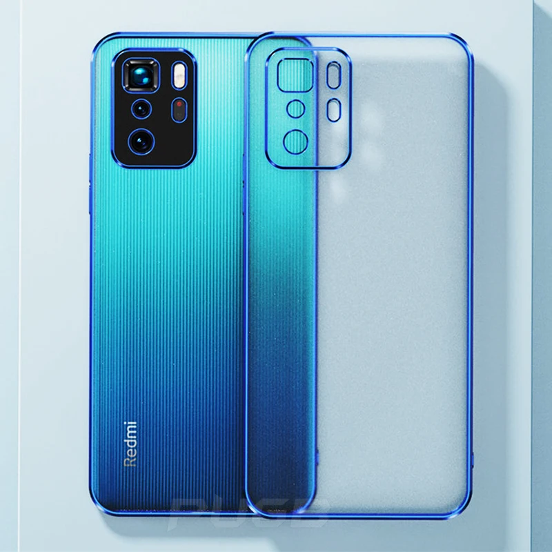 

Luxury Plating Frame Transparent Soft Silicone Case for Xiaomi Redmi Note 10 Pro Max 10S Note10 4G Shockproof Clear TPU Cover