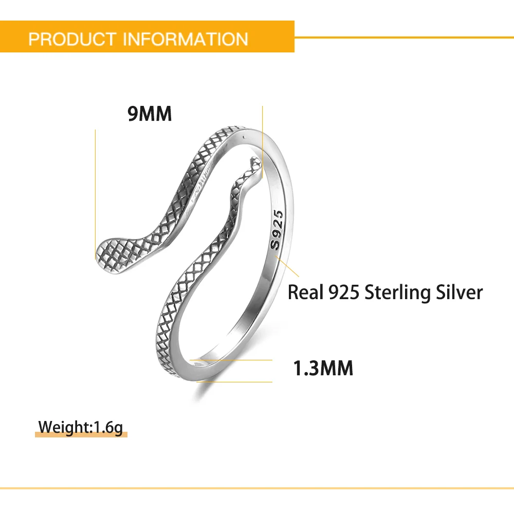 Кольцо женское открытое из серебра 925 пробы в виде змеи 2021 | Украшения и