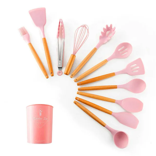 11/12/13Pcs Silicone Kitchen Set nonstick Kitchen Utensils Set with Spoon Spatula Cooking Accessories Baking Kitchen Tools Set - Цвет: 12 Pcs kitchen set