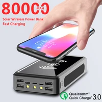 80000mah solar wireless power bank with four usb output ports large capacity mobile phone external battery apply to smartphones