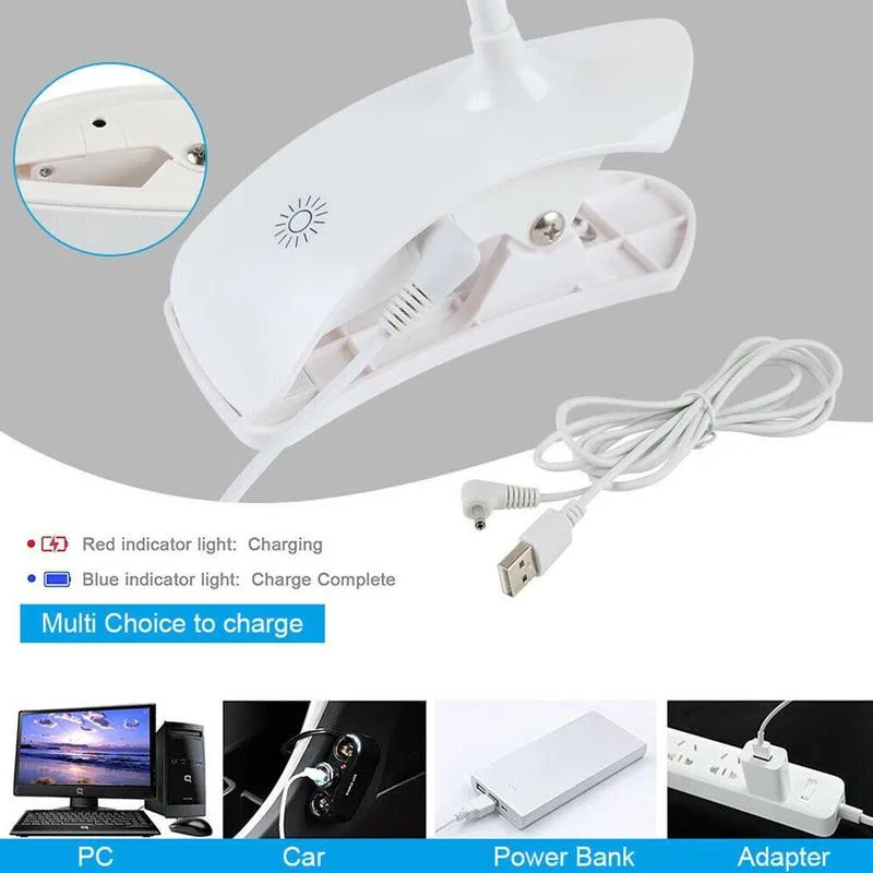 

LED desk lamp eye protection with clip flexible three-speed touch dimming USB plug-in charging desk bedside reading office desks