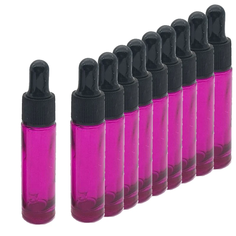 10pcs Rose-red 10 шт. 10 мл образец духов стеклянный флакон-капельница с чистым стеклом трубки-пипетки мини-сосуд для эфирных масел - Цвет: 10pcs Rose-red