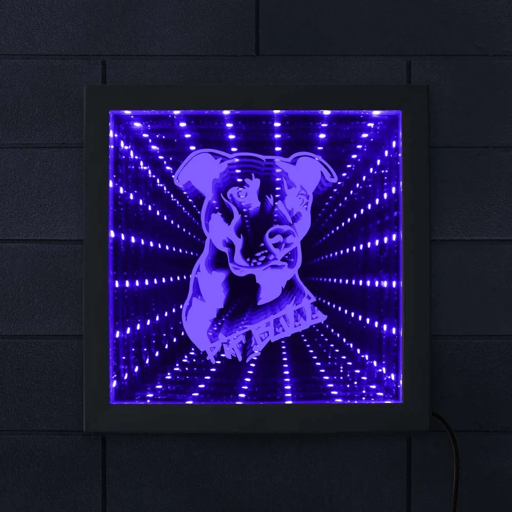 Рамка для фотографий с светодиодный светкой питбуля зеркальная LED подсветильник