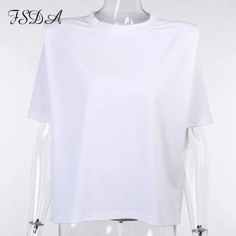 FSDA 2020 Summer Short Sleeve T Shirt Basic Women White Casual O Neck Tee Streetwear Elegant Loose Sexy Top Shirts Ladies | Женская