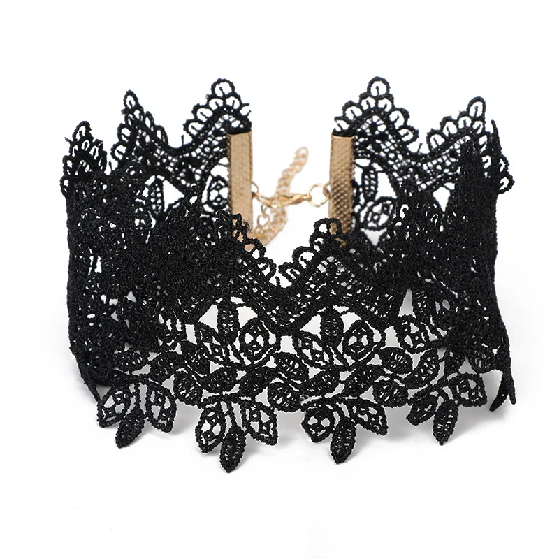 Tocona Готический широкий цветок черные кружевные Чокеры ожерелье s для женщин