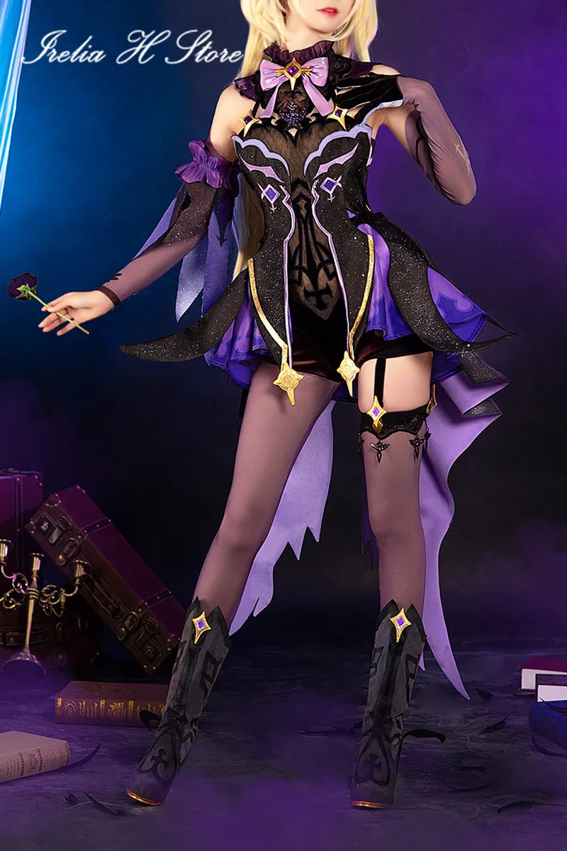 Trajes de Halloween Novo Jogo Fischl Genshin Impacto Cosplays Cosplay Traje Vestido Feminino Conjunto Completo