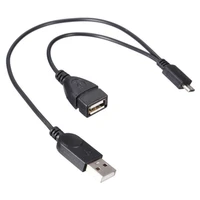 otg host power splitter y micro usb male to usb male female adapter cable cord high speed usb 2 0 certified cable