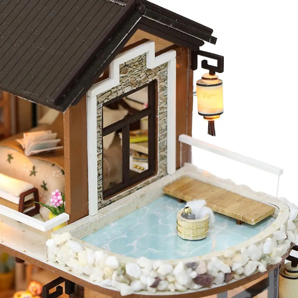 DIY Кукольный дом Китайская древняя архитектура со светодиодный светильник без