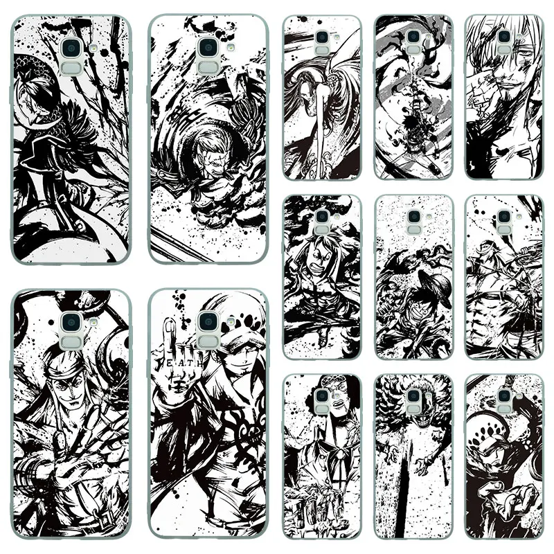 Силиконовый чехол s для samsung Galaxy J2 J4 Core J6 J7 Plus Duo Max Prime one piece ink art Матовый ТПУ