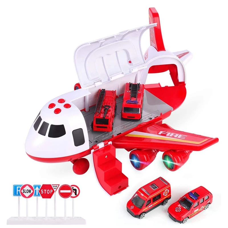 

Самолет, автомобили, набор игрушек, пожарная машина, Инженерная машина, полицейский автомобиль, игрушки для детей, деформируемый самолет, иг...