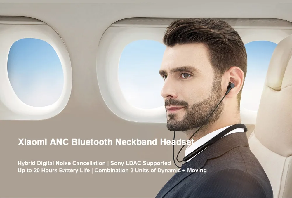 Xiaomi ANC шейным воротником Bluetooth TWS Наушники Беспроводные спортивные наушники с микрофоном динамическое шумоподавление ожерелье гарнитура