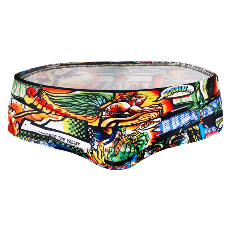 Men swimsuit-02 Мужской купальный костюм с рисунком из мультфильма, эластичная одежда для плавания, дышащие быстросохнущие плавки для плавания, облегающие сексуальные плавки для плавания, мужские - Цвет: Men swimsuit-02