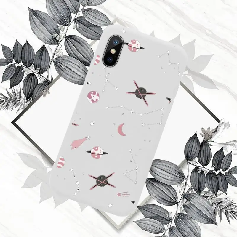 

Cute Cartoon Astronaut Planet Phone Case Candy Color for iPhone 6 7 8 11 12 s mini pro X XS XR MAX Plus