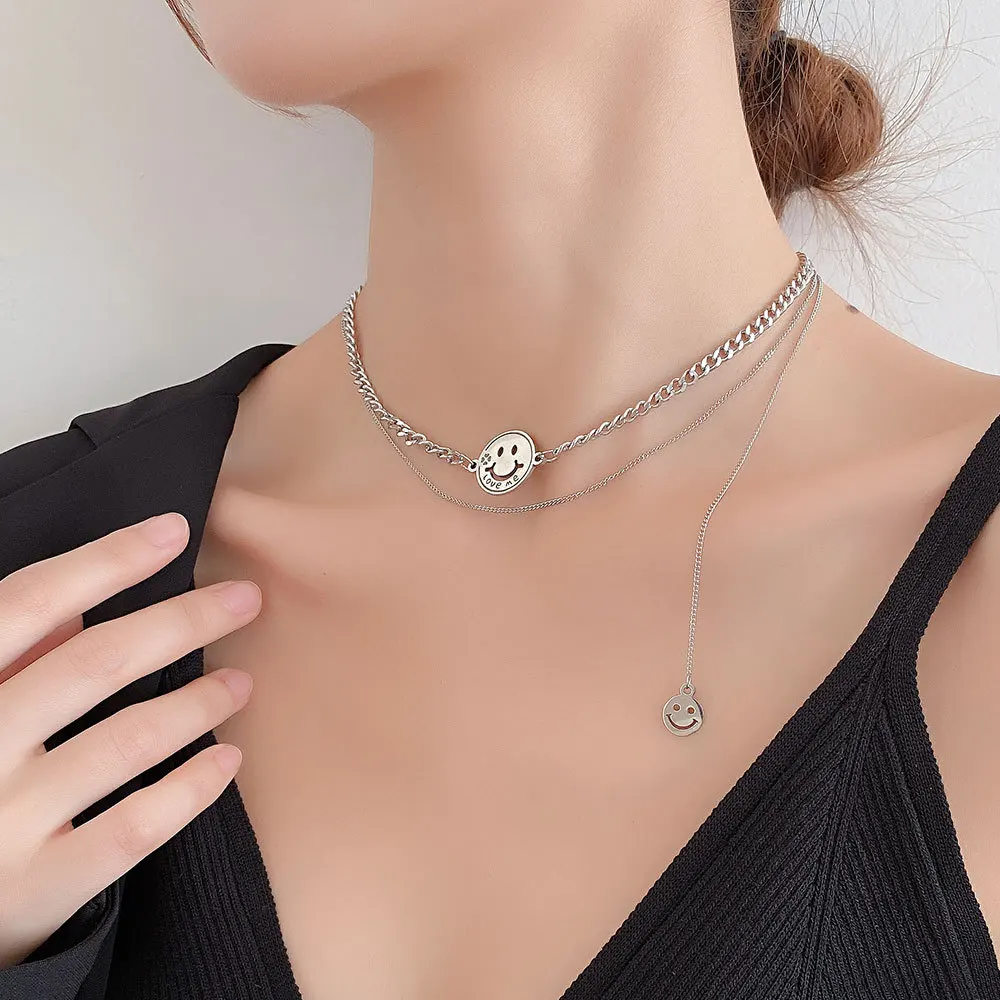 Цепочка Женская многослойная из титановой стали под ключицу в стиле хип-хоп |