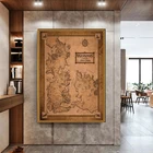 Ретро-игра оттенков семь царств карта искусства живопись Современная Настенная картина для гостиной домашний декор