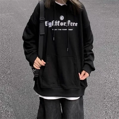 

American-style Retro Alphabet Long-sleeved Hooded Sweater for Women Spring and Autumn