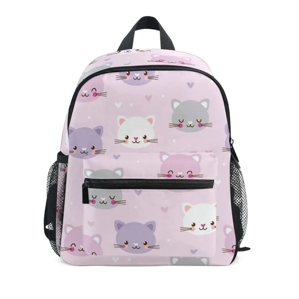 

PINK Cartoon Children Backpack For Girls Cat Pattern Backpacks Orthopedic School Bags Student kids Fold Satchel Mochila Infantil