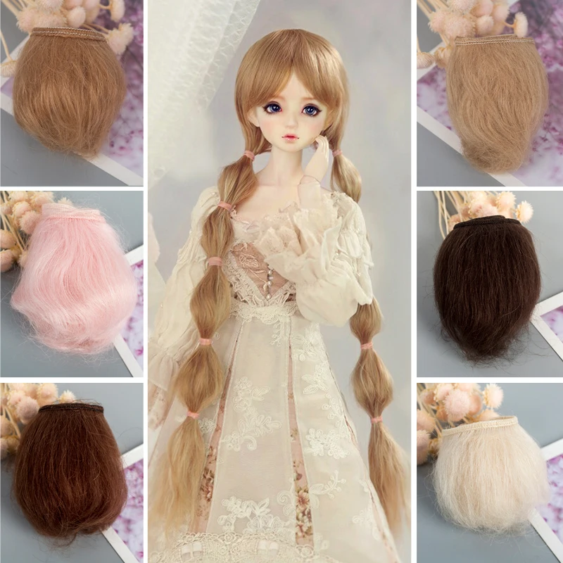 Aidolla чистый мохер DIY парик Born Baby Doll волосы с розовым коричневым золотом цвет