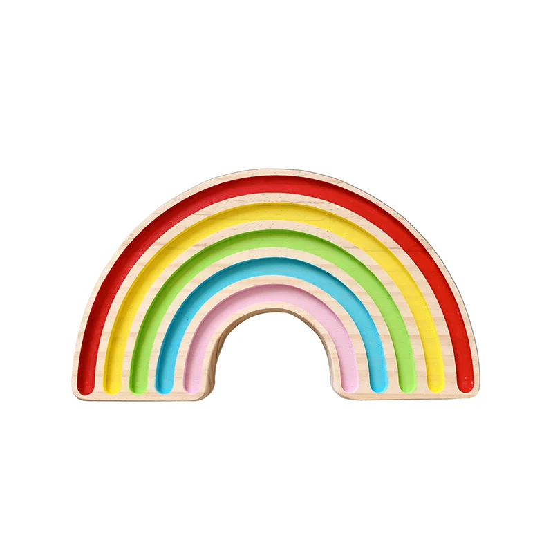 Rainbow Blocks Ornaments Kids Children Room Decoration Wooden Toys Baby Gift Nordic Nursery Decor Photography Props Scandinavian