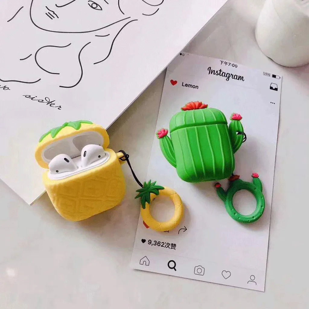 HIPERDEAL для Apple AirPods 2 зарядный чехол силиконовый с защитой от потери милый кожаный в