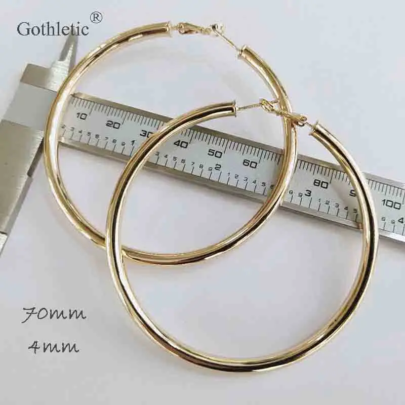 Большие серьги кольца для женщин золотистые/Родиевые круглые ювелирные