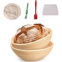 5pcs round rattan wicker dough fermentation bread basket baking tool set natural rattan bread proofing basket