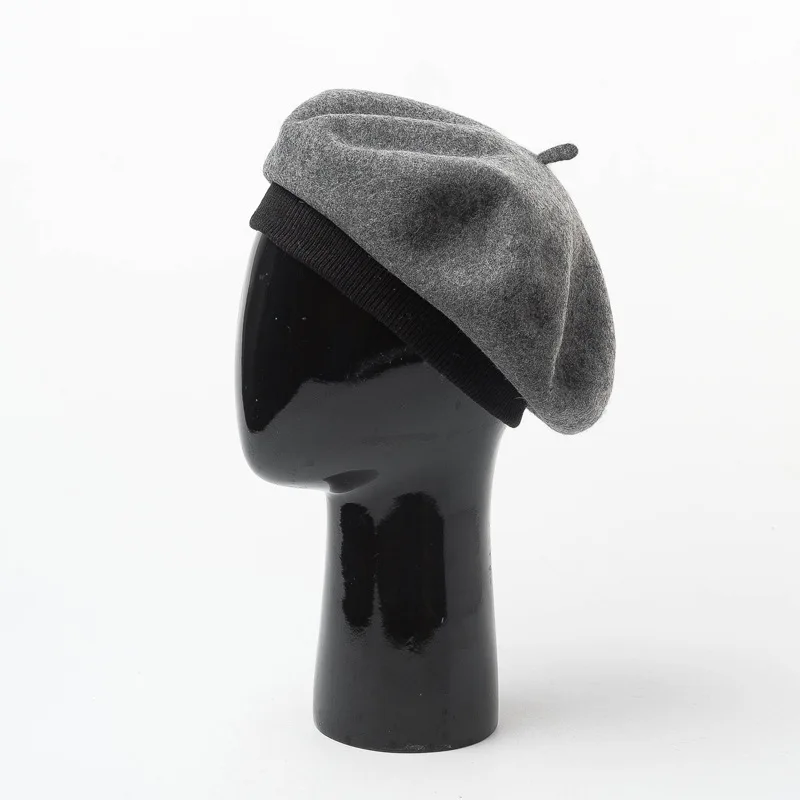2020 модный гладкий берет из 100% шерсти зимние женские Теплые Шапки береты