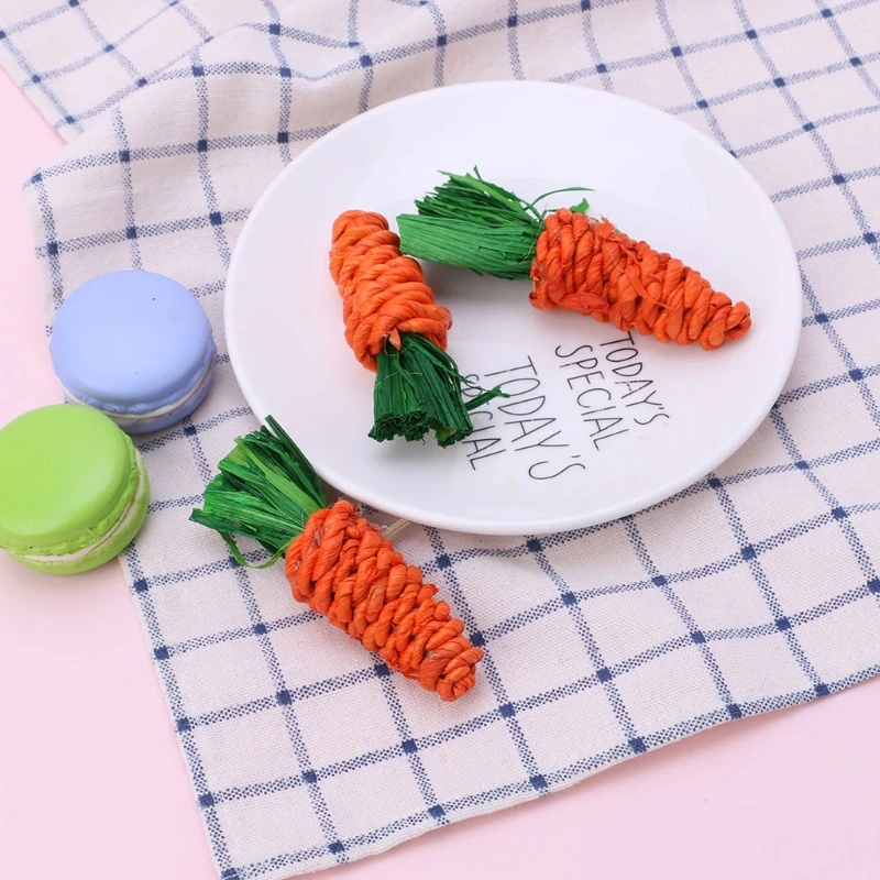 

3Pcs Carrot Shaped Rabbit Hamster Chew Bite Toys Guinea Pigs Tooth Cleaning Toys