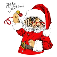 2021 new christmas tiger patches for clothing animal iron on transfers for clothes anime parches thermo stickers on kids jackets
