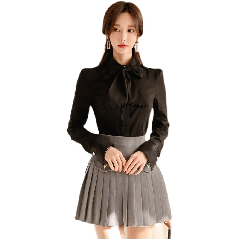 Женский офисный комплект из 2 предметов Элегантная черная офисная рубашка с