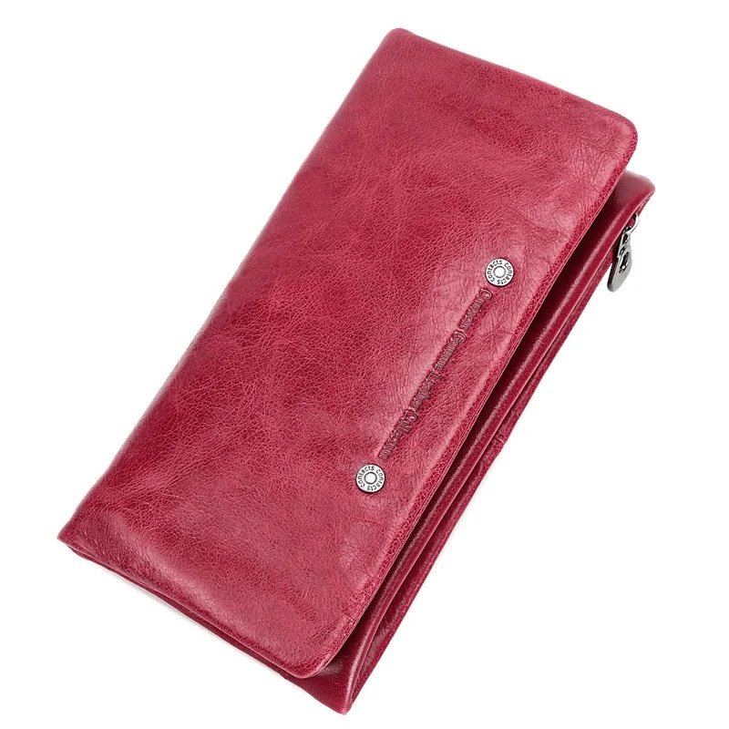 New Design top layer cowhide women's purse fashion leisure mobile phone zipper handbag mens wallet leather genuine High-quality