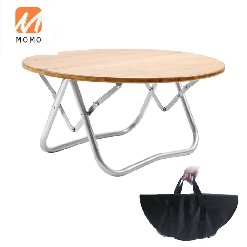 

Round Folding Wood Dinner Table Bamboo Table Portable Wooden Damping Table