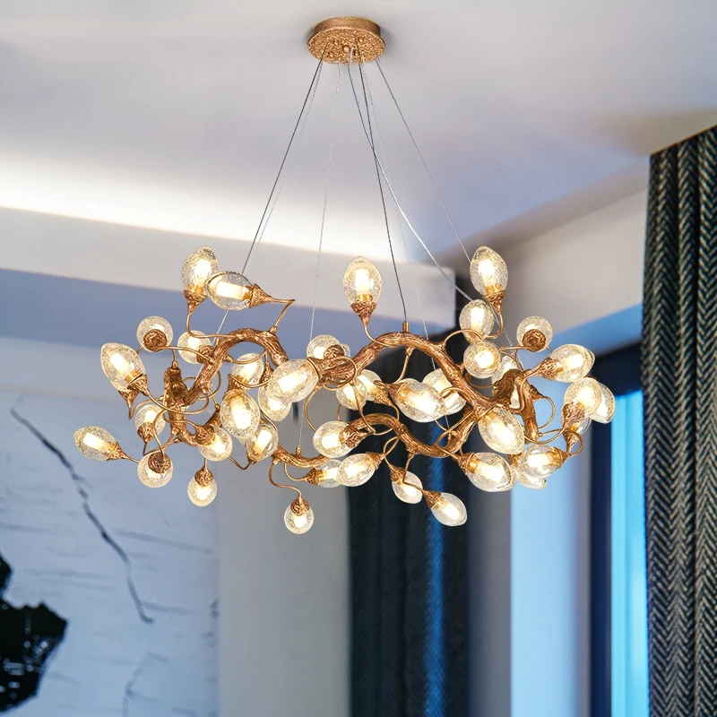 Современный декор дома светодиодный Люстра Освещение овал Стекло Медь Ресторан