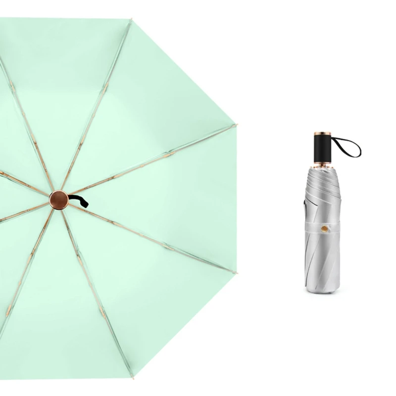 

Portable Double Layer Folding Umbrella Titanium Silver Sun Rain Anti Ultraviolet