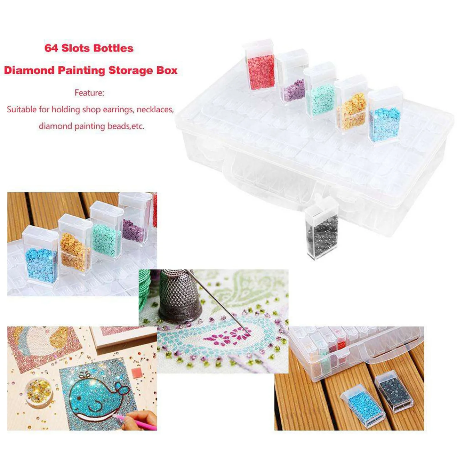 

64-Cell Dismountable Diamond Embroidery Accessories Container Diamond Painting Holder Storage Box64-Cell Dismountable Diamond Em