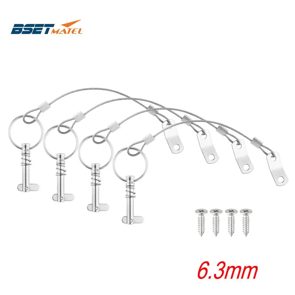 4 шт. 6 3 мм 1/4 дюйма быстросъемный штифт со шнурком для лодки Bimini верхняя палубная