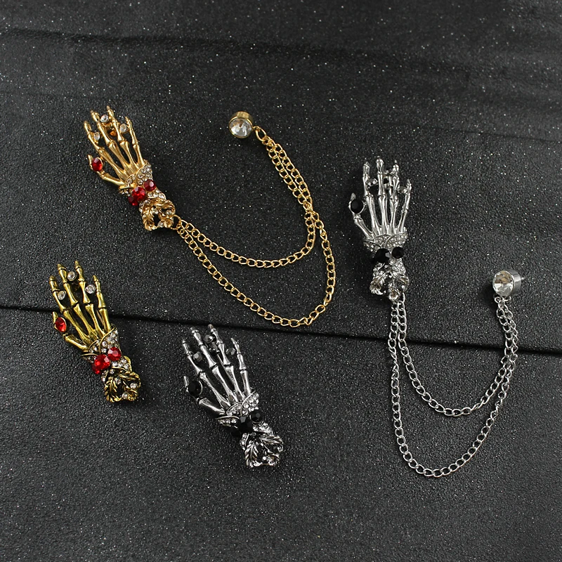 Винтажные булавки в виде призрака черепа готические личности мозаика черный